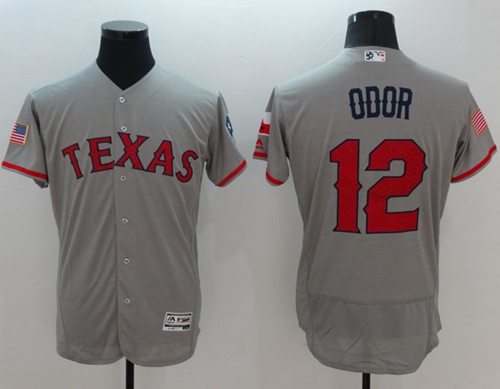Rangers #12 Rougned Odor Grey Fashion Stars & Stripes Flexbase Authentic Stitched MLB Jersey - Click Image to Close